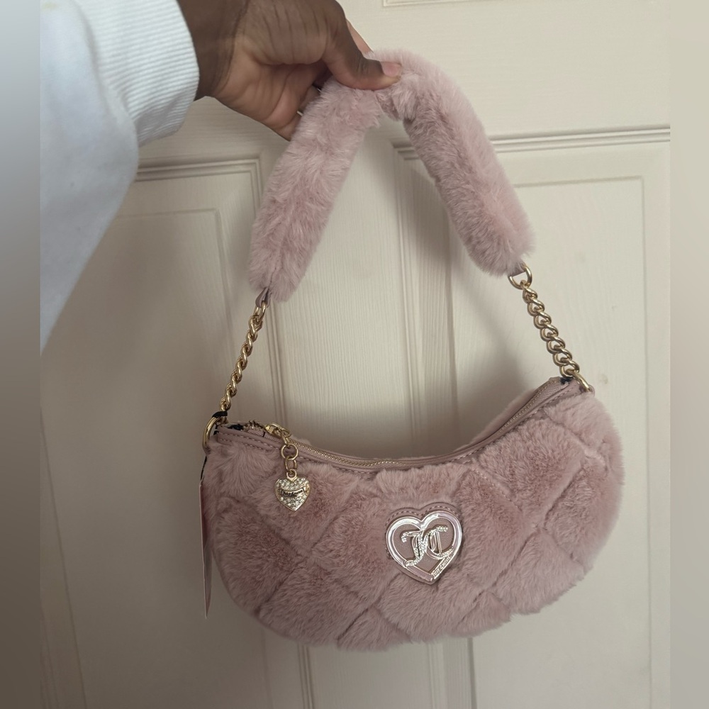 JUICY COUTURE Pink Faux Fur Shoulder Bag